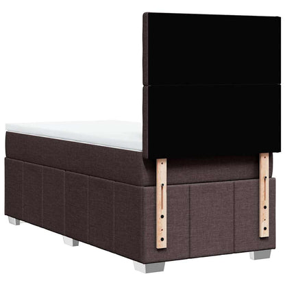 vidaXL Boxspringbett mit Matratze Dunkelbraun 90x200 cm Stoff