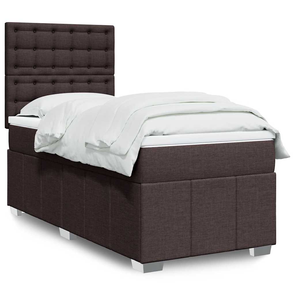 vidaXL Boxspringbett mit Matratze Dunkelbraun 90x200 cm Stoff