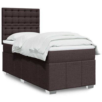 vidaXL Boxspringbett mit Matratze Dunkelbraun 90x200 cm Stoff