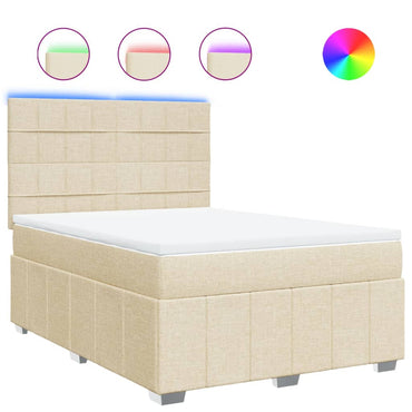 vidaXL Lit boxspring avec matelas crème 160x200 cm Tissu