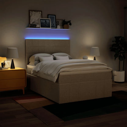 vidaXL Lit boxspring avec matelas crème 160x200 cm Tissu
