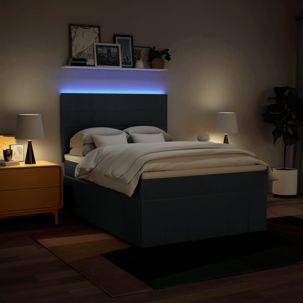 vidaXL Lit coffre tapissier avec matelas Bleu 160x200 cm Tissu