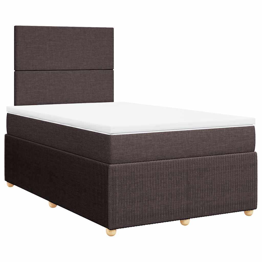 vidaXL Lit tapissier avec matelas Marron foncé 120x200 cm Tissu