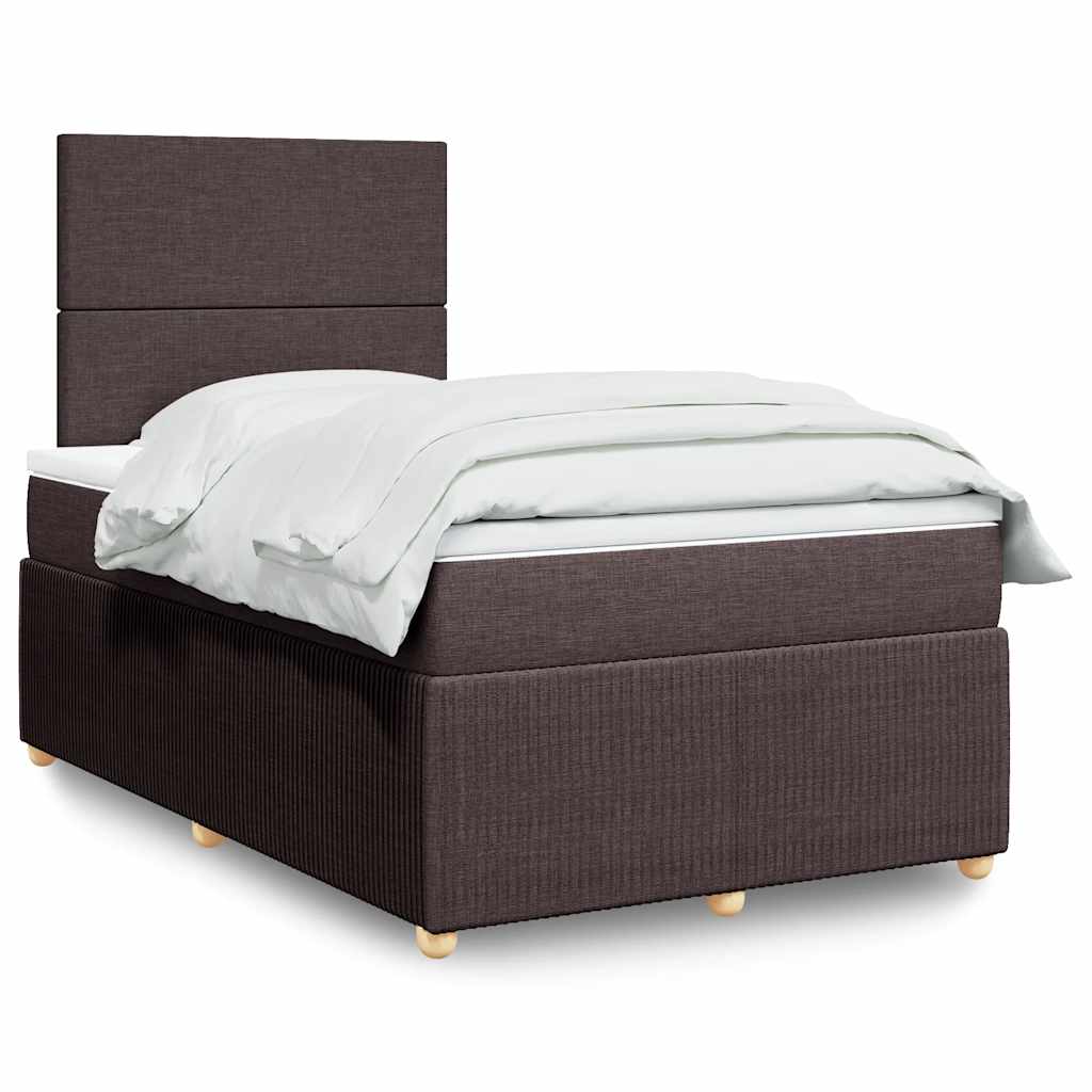 vidaXL Lit tapissier avec matelas Marron foncé 120x200 cm Tissu