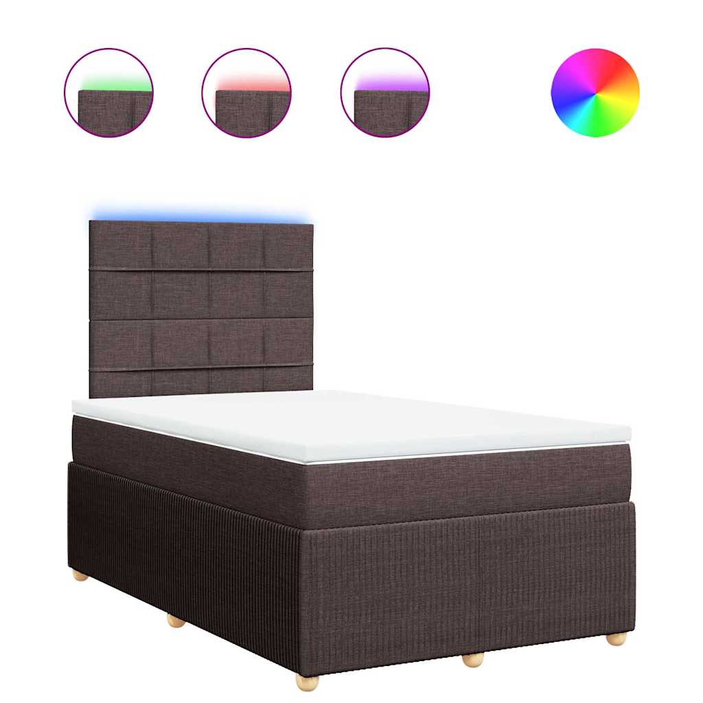 vidaXL Boxspringbett mit Matratze Dunkelbraun 120x200 cm Stoff