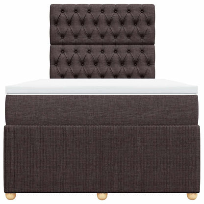 vidaXL Lit tapissier avec matelas Marron foncé 120x200 cm Tissu