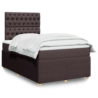 vidaXL Lit tapissier avec matelas Marron foncé 120x200 cm Tissu