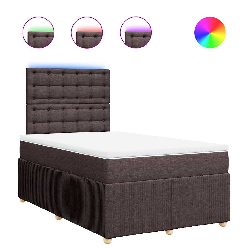 vidaXL Boxspringbett mit Matratze Dunkelbraun 120x200 cm Stoff