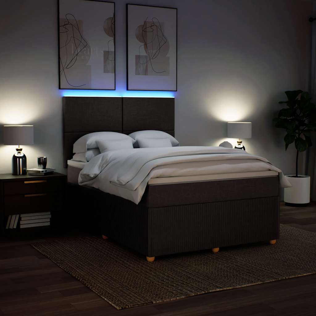 vidaXL Lit tapissier avec matelas Marron foncé 140x200 cm Tissu