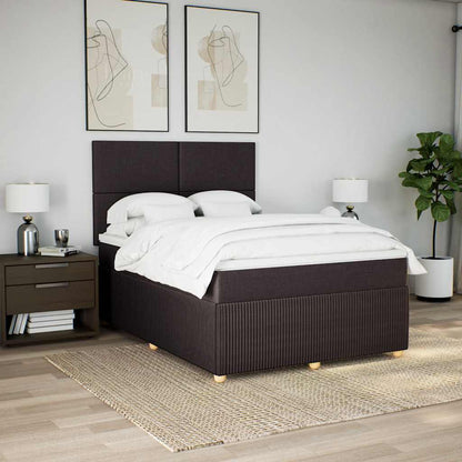 vidaXL Lit tapissier avec matelas Marron foncé 140x200 cm Tissu