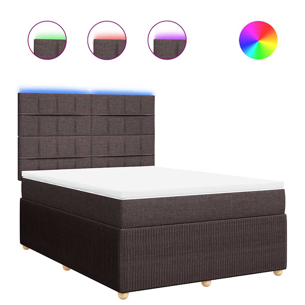 vidaXL Lit tapissier avec matelas Marron foncé 140x200 cm Tissu