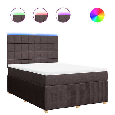 vidaXL Lit tapissier avec matelas Marron foncé 140x200 cm Tissu