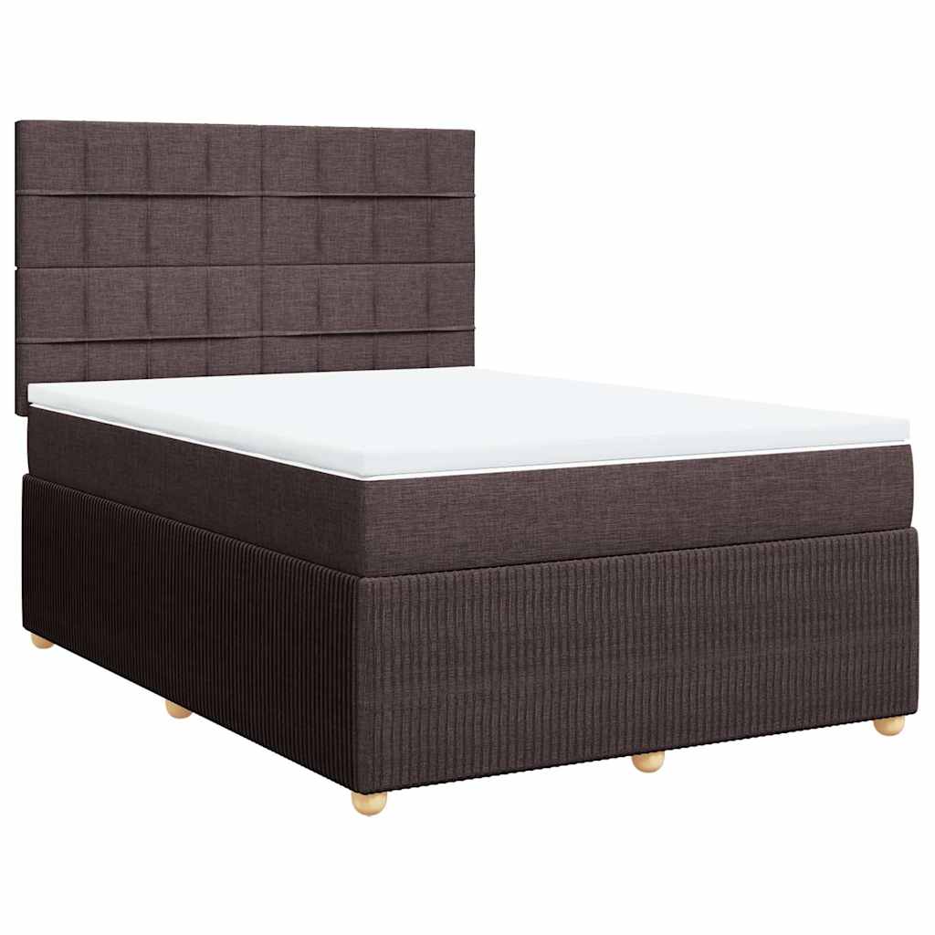 vidaXL Lit tapissier avec matelas Marron foncé 140x200 cm Tissu