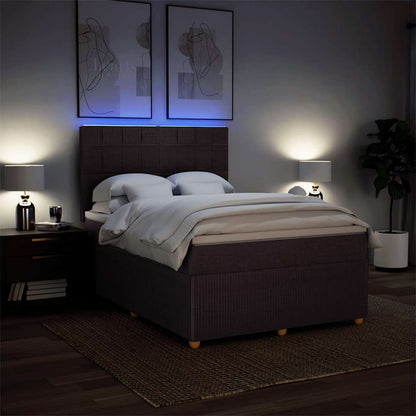vidaXL Lit tapissier avec matelas Marron foncé 140x200 cm Tissu