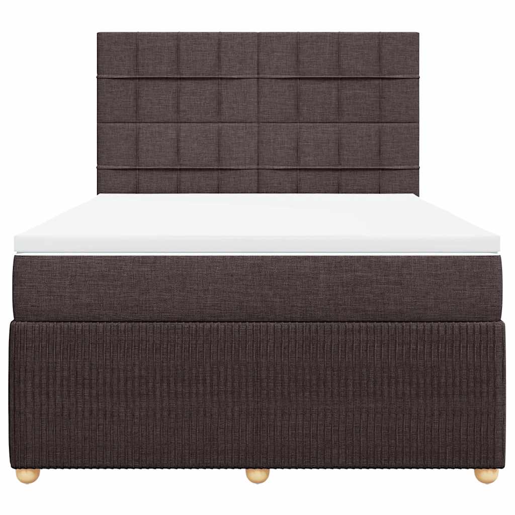 vidaXL Lit tapissier avec matelas Marron foncé 140x200 cm Tissu