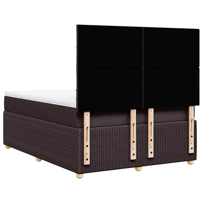 vidaXL Lit tapissier avec matelas Marron foncé 140x200 cm Tissu