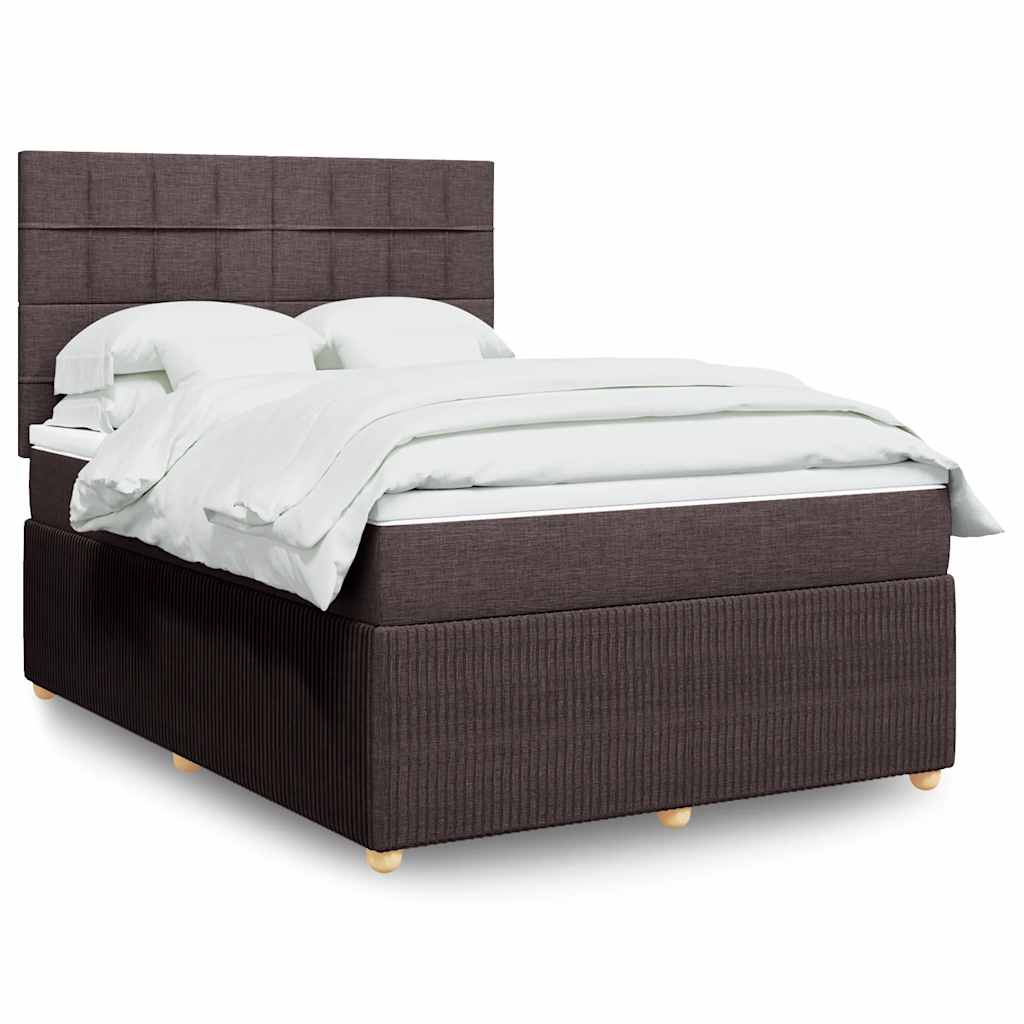 vidaXL Lit tapissier avec matelas Marron foncé 140x200 cm Tissu