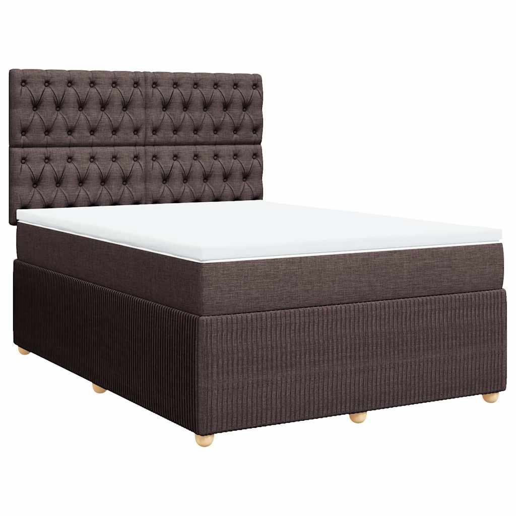 vidaXL Lit tapissier avec matelas Marron foncé 140x200 cm Tissu