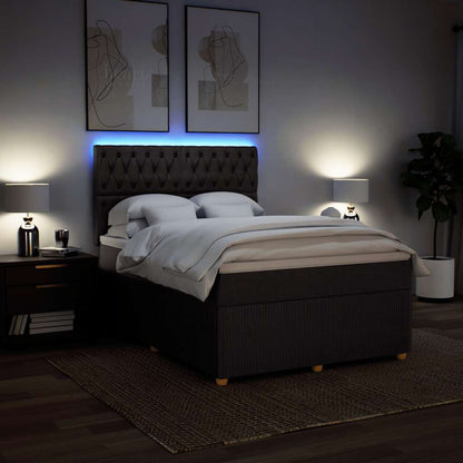 vidaXL Lit tapissier avec matelas Marron foncé 140x200 cm Tissu