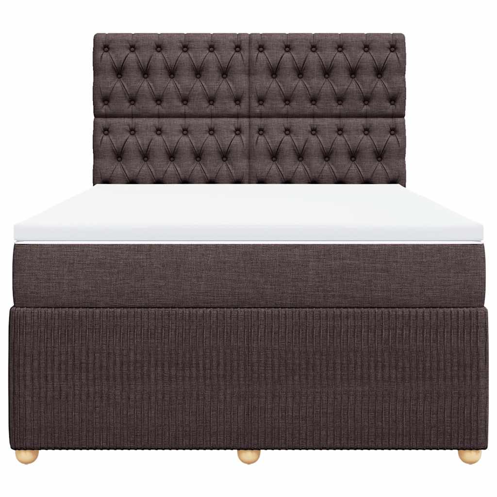 vidaXL Lit tapissier avec matelas Marron foncé 140x200 cm Tissu