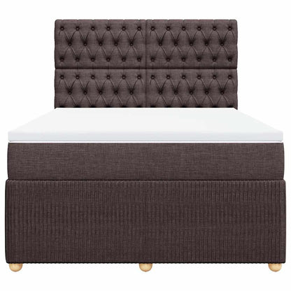 vidaXL Lit tapissier avec matelas Marron foncé 140x200 cm Tissu