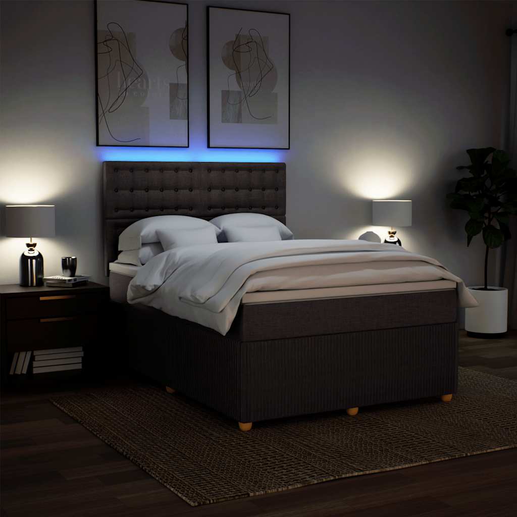 vidaXL Lit tapissier avec matelas Marron foncé 140x200 cm Tissu