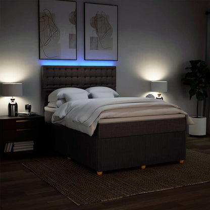 vidaXL Lit tapissier avec matelas Marron foncé 140x200 cm Tissu