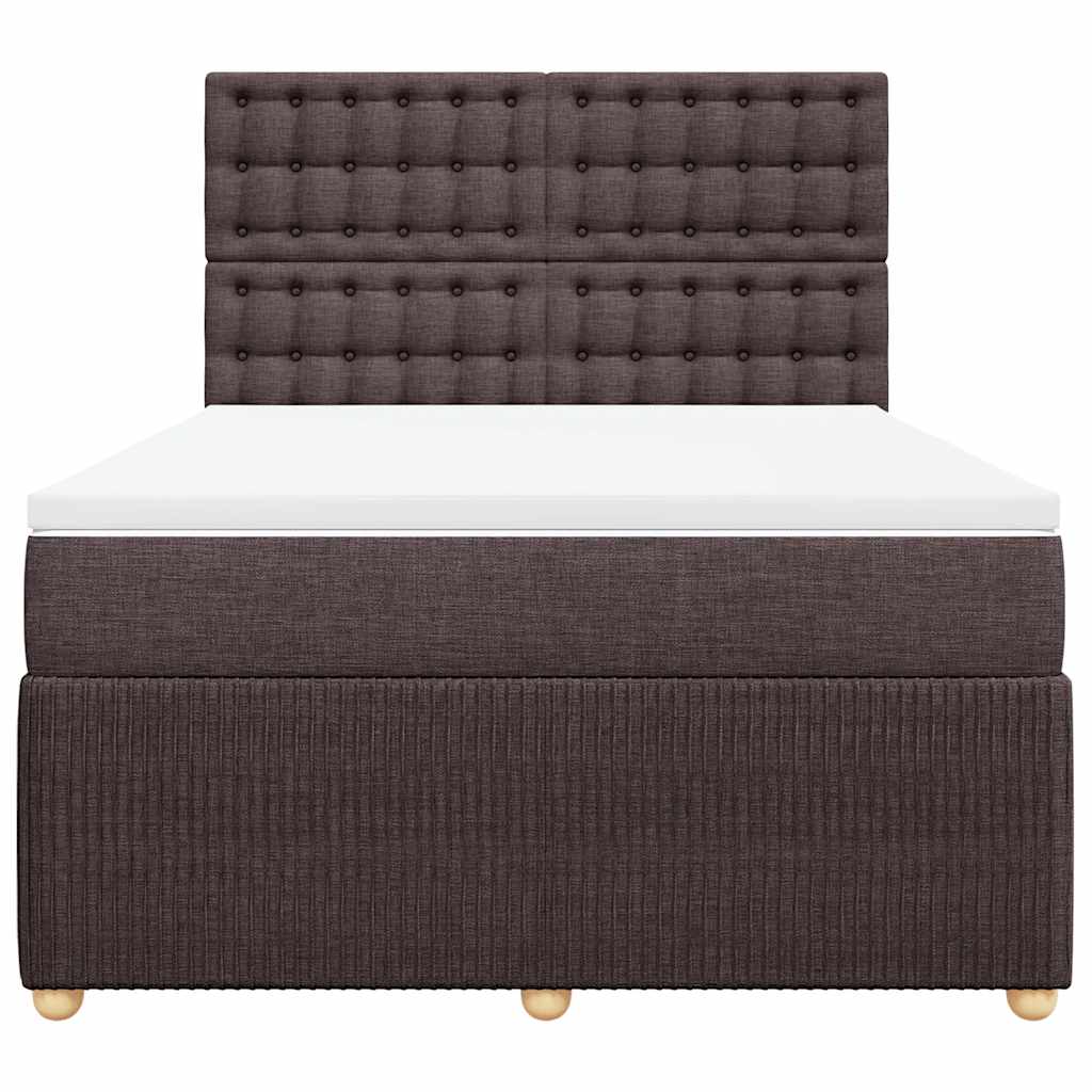 vidaXL Lit tapissier avec matelas Marron foncé 140x200 cm Tissu