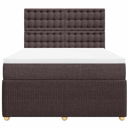 vidaXL Lit tapissier avec matelas Marron foncé 140x200 cm Tissu