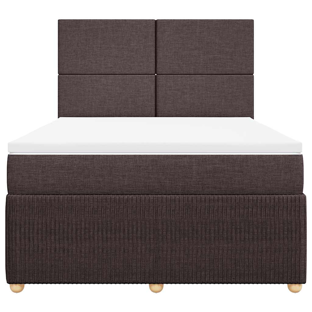 vidaXL Boxspringbett mit Matratze Dunkelbraun 160x200 cm Stoff