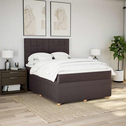 vidaXL Boxspringbett mit Matratze Dunkelbraun 160x200 cm Stoff