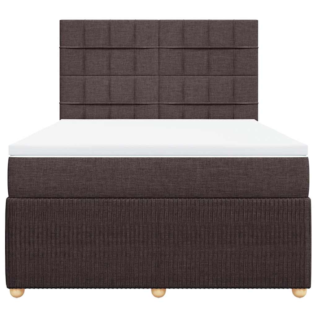 vidaXL Boxspringbett mit Matratze Dunkelbraun 160x200 cm Stoff