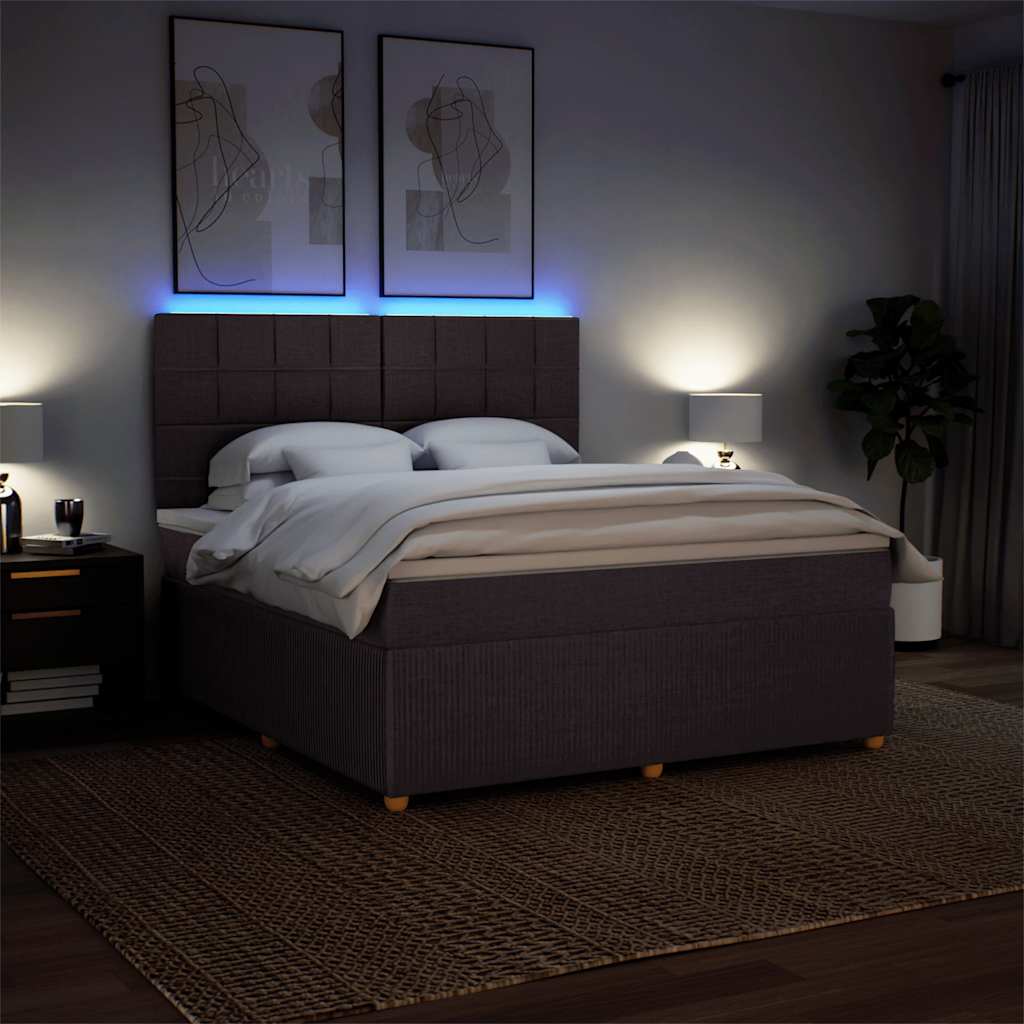 vidaXL Boxspringbett mit Matratze Dunkelbraun 180x200 cm Stoff