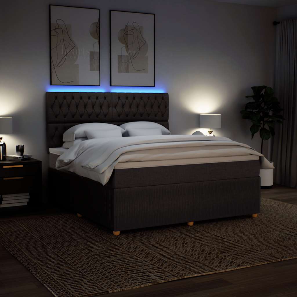 vidaXL Lit coffre avec matelas marron foncé 180x200 cm Tissu