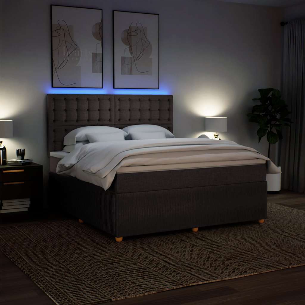 vidaXL Boxspringbett mit Matratze Dunkelbraun 180x200 cm Stoff