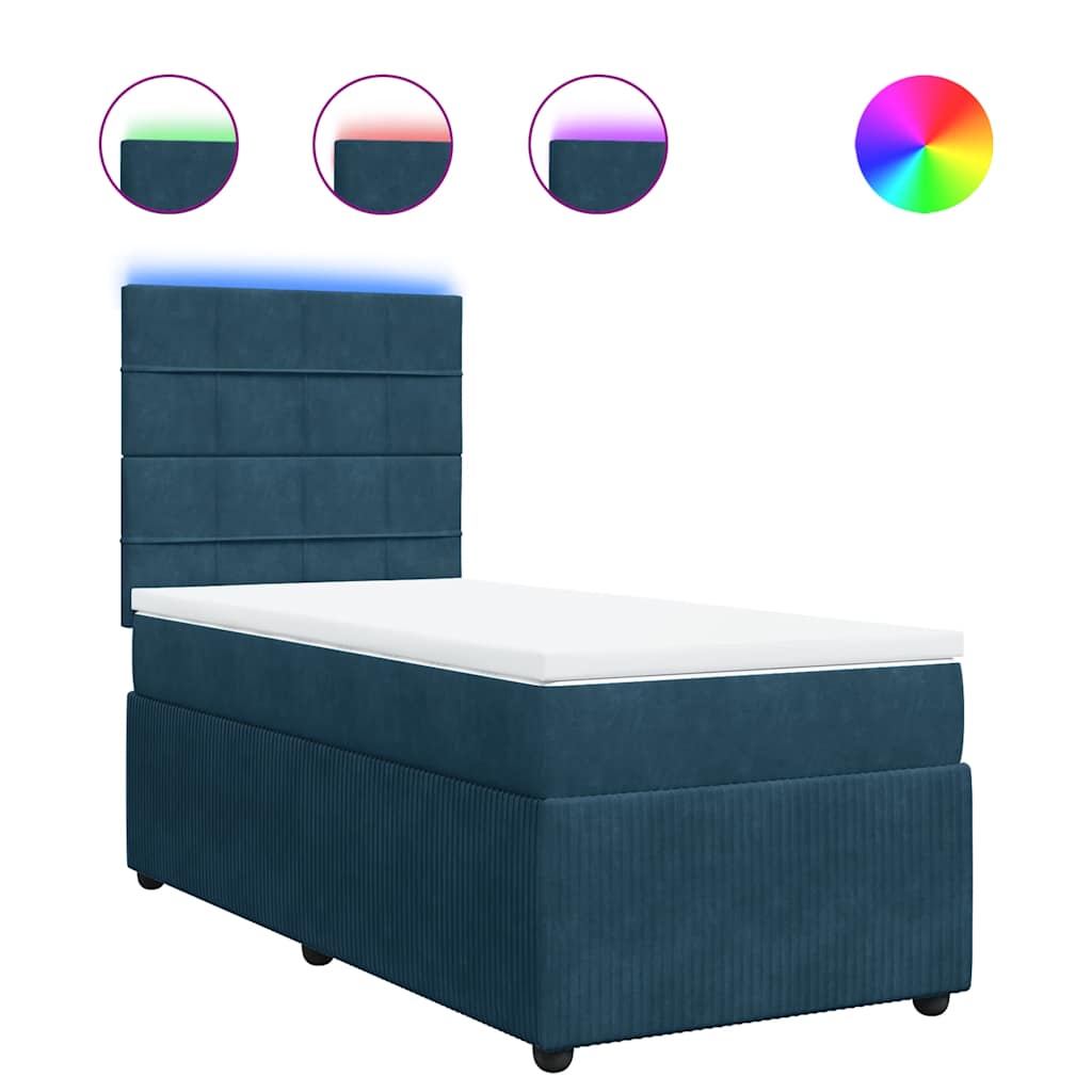 vidaXL Boxspringbett mit Matratze Blau 80x200 cm Samt