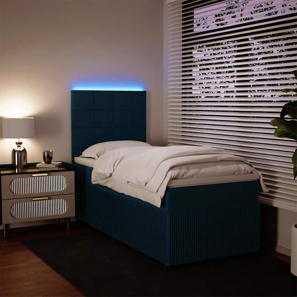 vidaXL Boxspringbett mit Matratze Blau 80x200 cm Samt