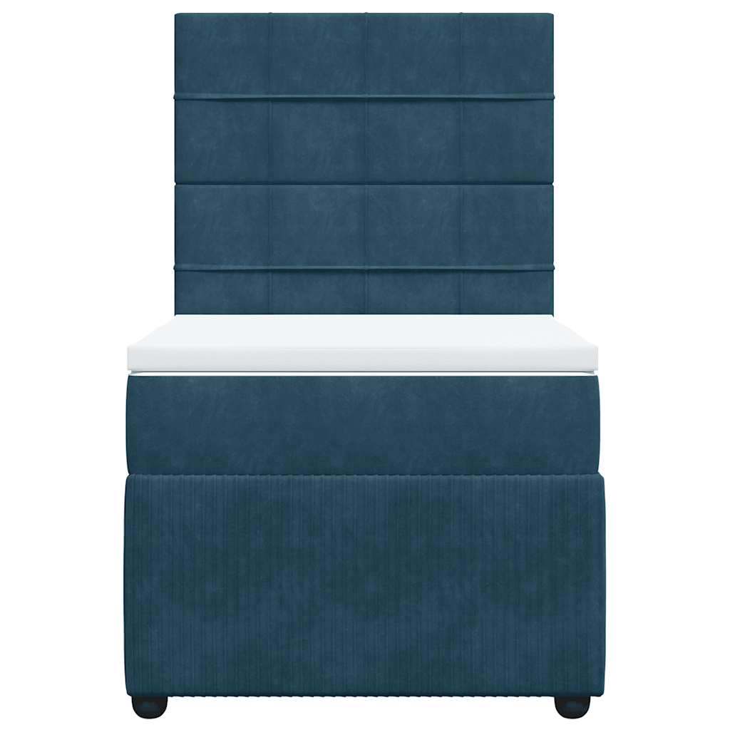 vidaXL Boxspringbett mit Matratze Blau 80x200 cm Samt