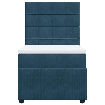 vidaXL Boxspringbett mit Matratze Blau 80x200 cm Samt