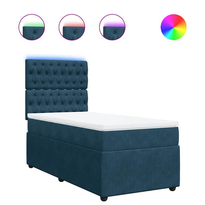 vidaXL Boxspringbett mit Matratze Blau 80x200 cm Samt