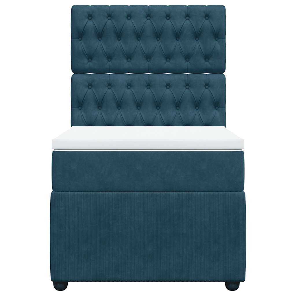 vidaXL Boxspringbett mit Matratze Blau 80x200 cm Samt