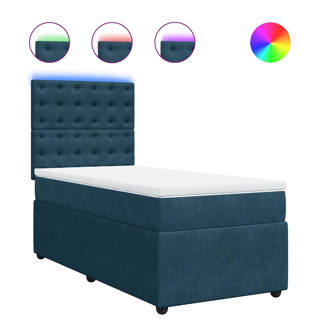vidaXL Boxspringbett mit Matratze Blau 80x200 cm Samt