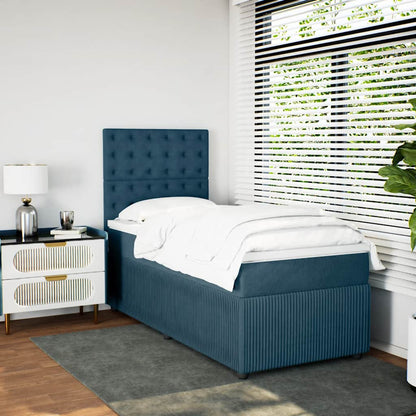 vidaXL Boxspringbett mit Matratze Blau 80x200 cm Samt