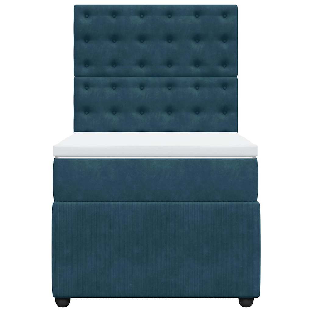 vidaXL Boxspringbett mit Matratze Blau 80x200 cm Samt