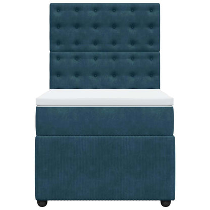 vidaXL Boxspringbett mit Matratze Blau 80x200 cm Samt