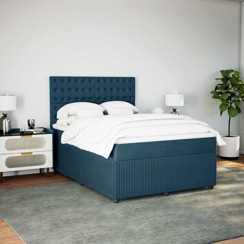 Boxspringbett mit Matratze Blau 140x200 cm Samt