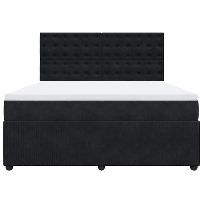 Boxspringbett mit Matratze Schwarz 180x200 cm Samt