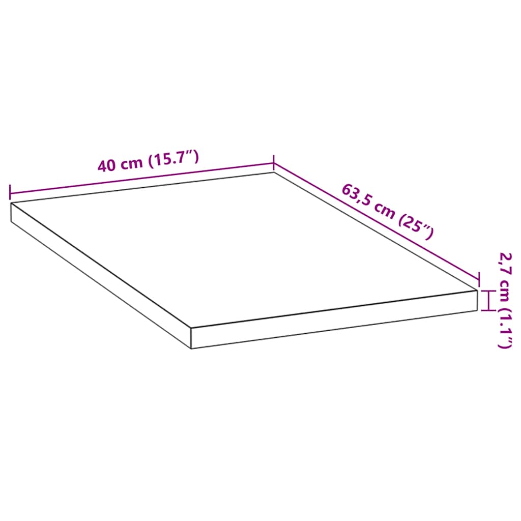 vidaXL Küchenarbeitsplatte 40x63,5x2,7 cm Massivholz Eiche Rechteckig