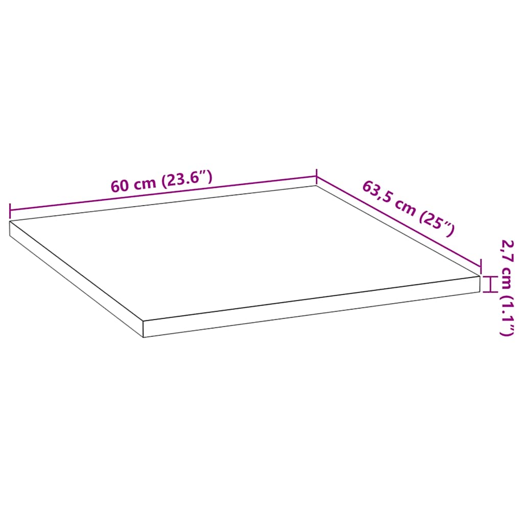 vidaXL Küchenarbeitsplatte 60x63,5x2,7 cm Massivholz Eiche Rechteckig