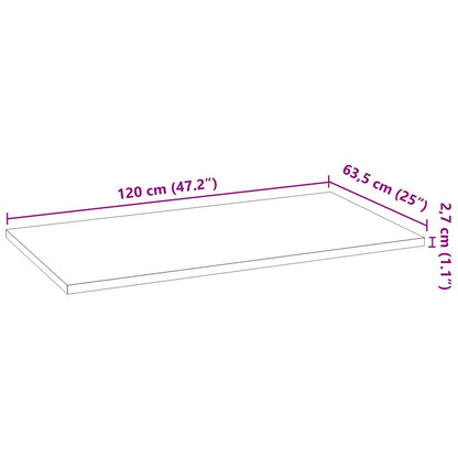 vidaXL Küchenarbeitsplatte 120x63,5x2,7 cm Massivholz Eiche Rechteckig